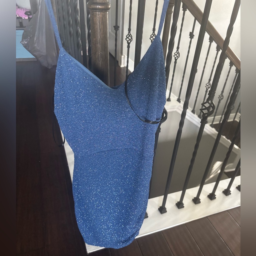 Windsor Blue Glitter Mini Dress